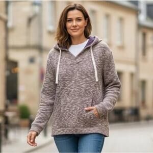 Hang Ten Hoodie Heather Purple Pullover Sweatshirt Medium